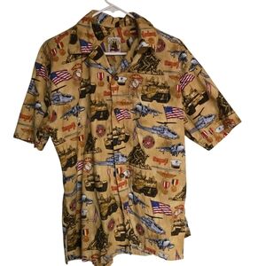 Maxx Brother Made In USA Marine Corps Short Sleeve Button Up Shirt Medium